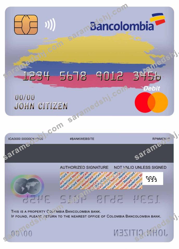 Colombia Bancolombia bank master debit card